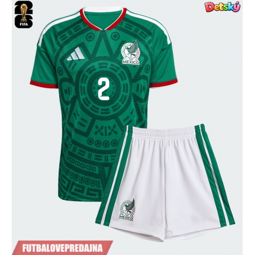Lacne Dětský Futbalové dres Mexiko Jorge Sanchez #2 MS 2026 Krátky Rukáv - Domáci (+ trenírky)